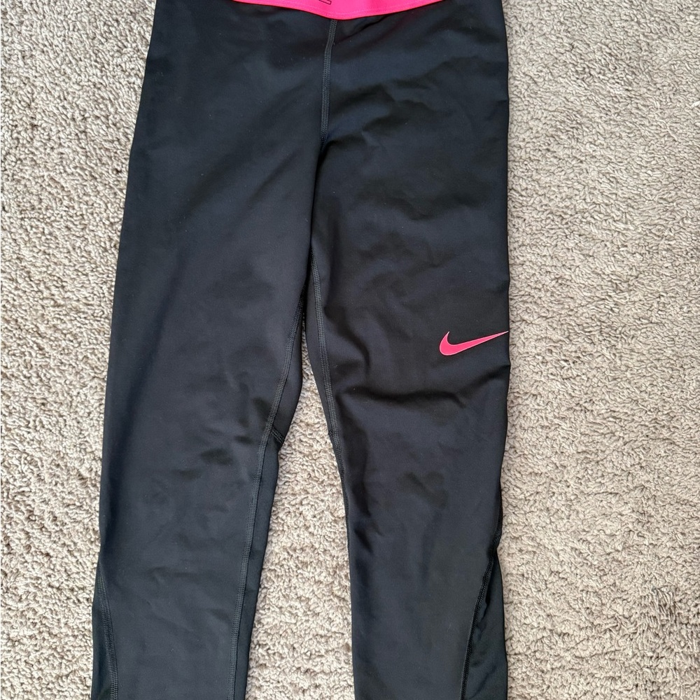 Nike Black and Pink Athletic Leggings